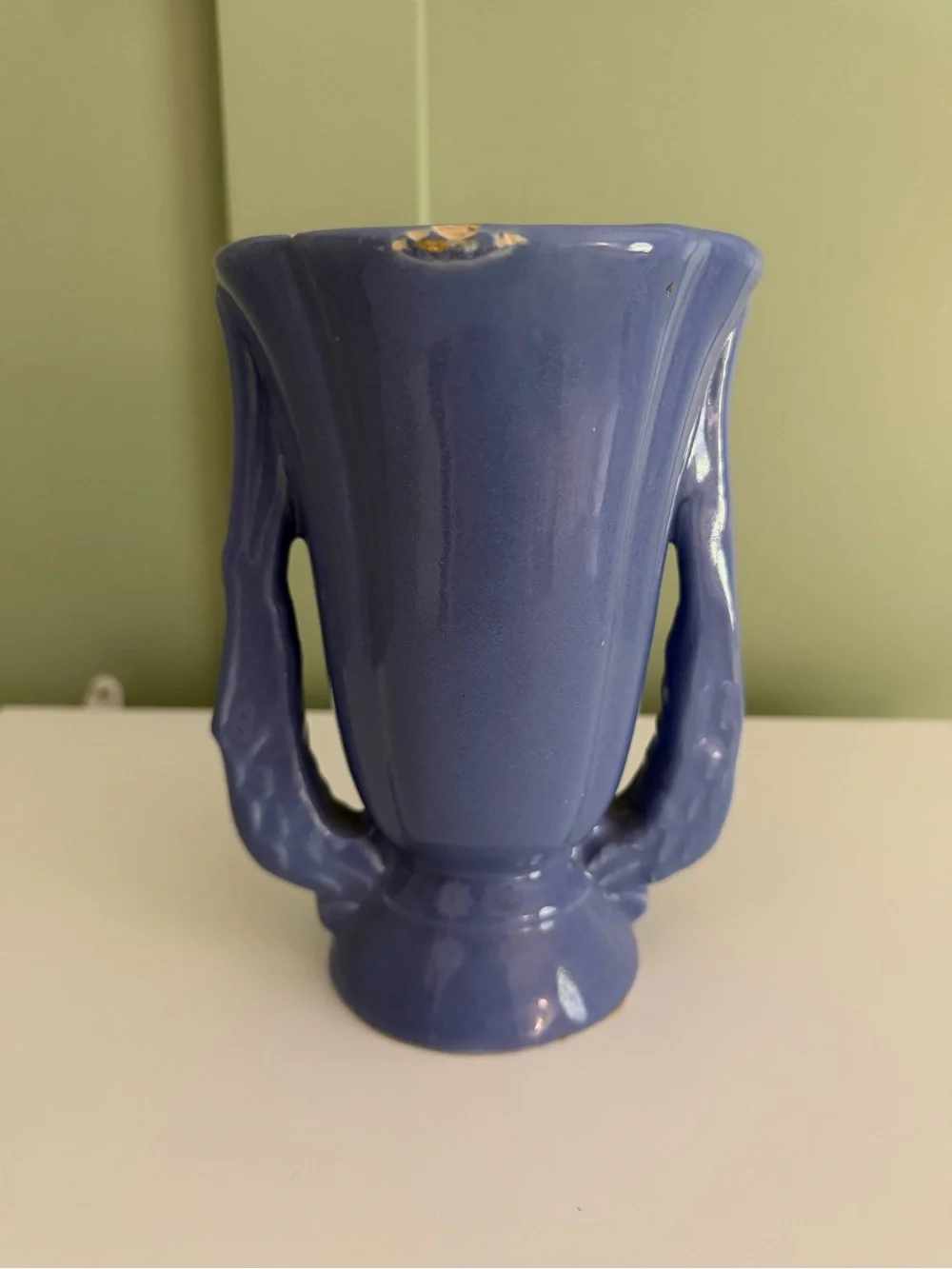 VTG Niloak Early 20th Century Blue Art Pottery Handled Vase Glossy Finish
